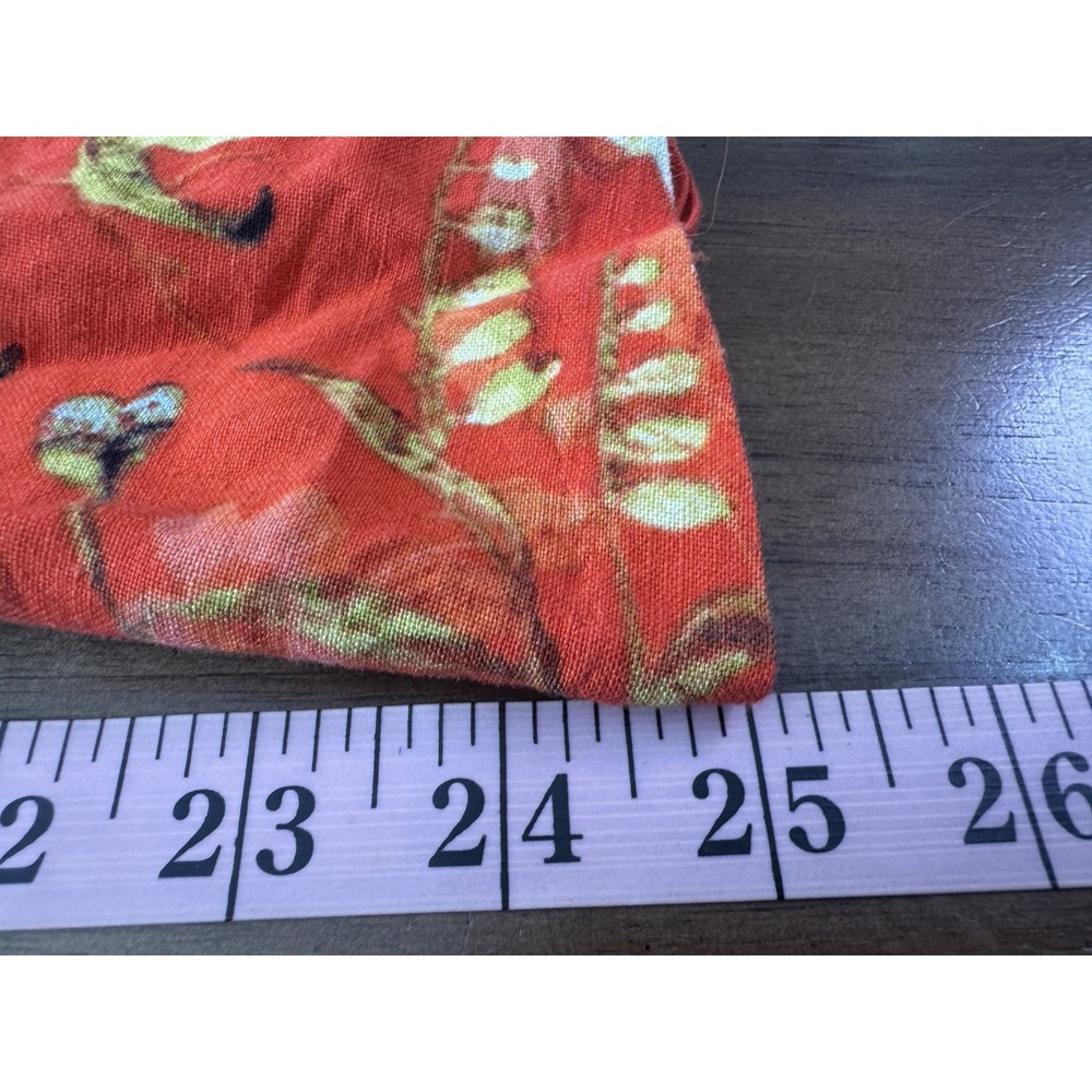 VTG Premise Orange Floral Linen Skirt 4 Pockets Twirl Boho Autumn Fall Colorful - Picture 11 of 12